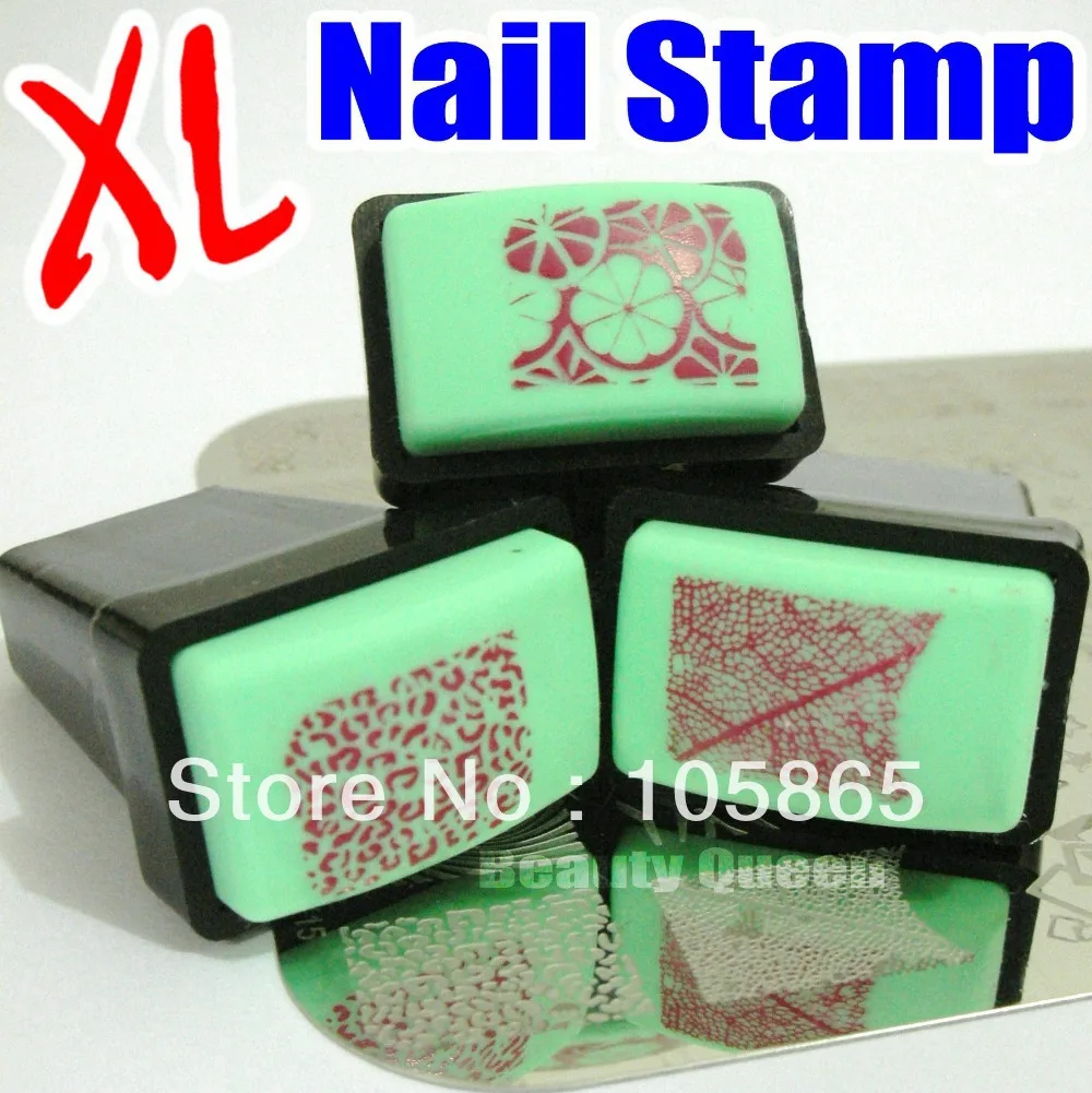 BIG Rectengular Nail Rubber Stamp & Metal Scraper XL Square Stamper