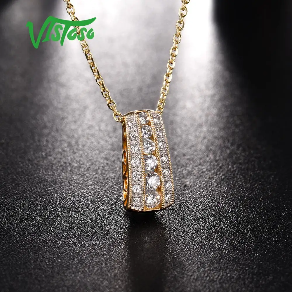 VISTOSO, Золотая подвеска для женщин, Настоящее розовое золото 10 к, сверкающий бриллиант, обручальное свадебное ожерелье, подвеска, хорошее ювелирное изделие