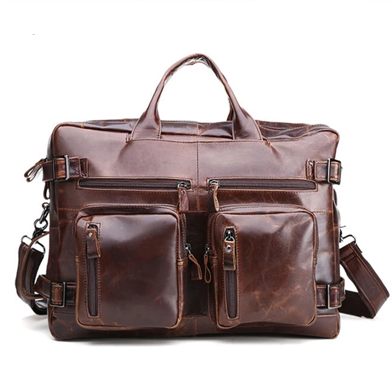 

2017 Vintage Genuine Leather Bag Men's Crossbody Business men Messenger Bag Shoulder Laptop Men's Travel Bag male