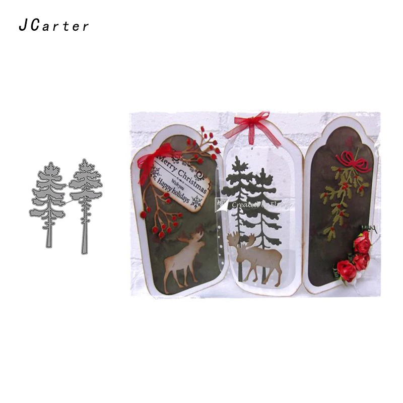 

JCarter Pine Tree Metal Cutting Dies for Scrapbooking DIY Album Embossing Folder Cards Maker Photo Template Background Stencil