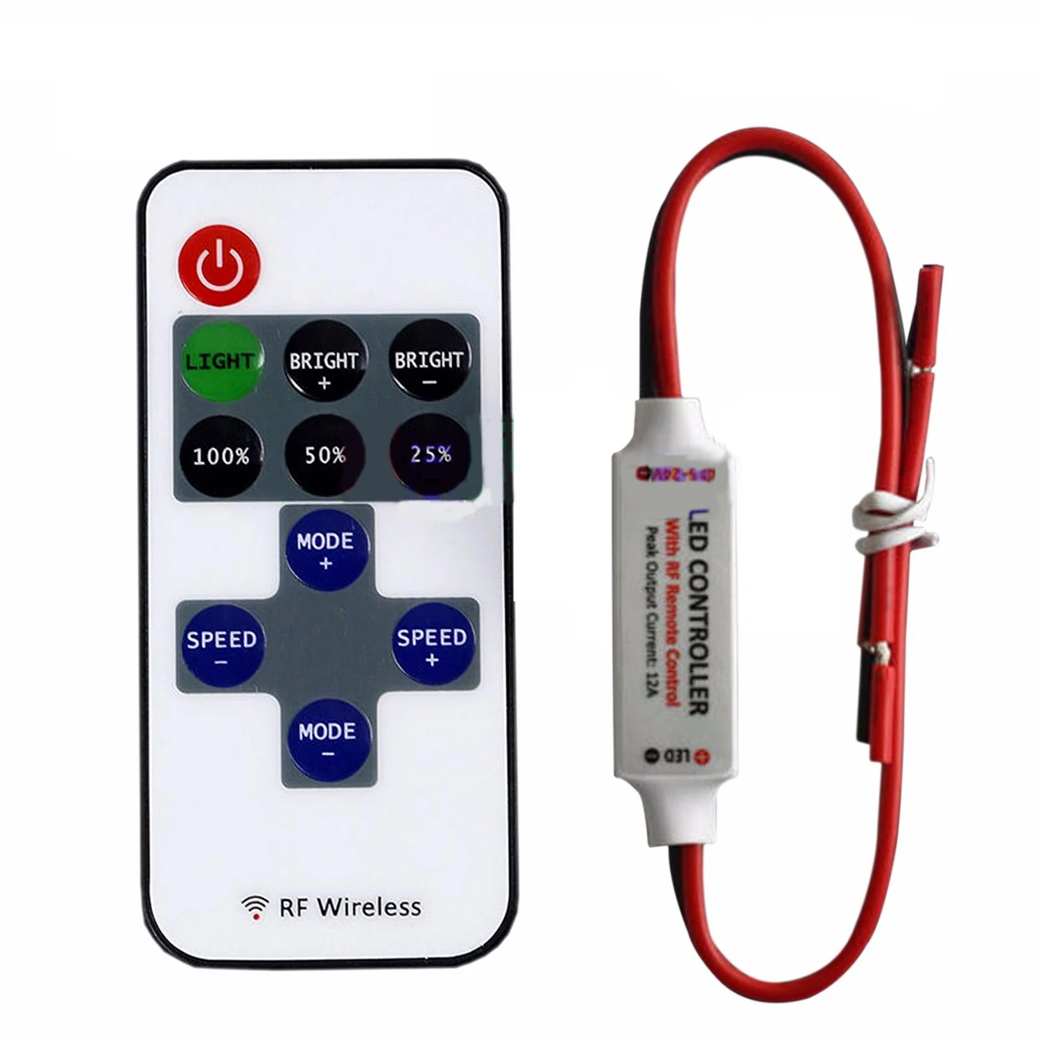 12V Wire RF Wireless Remote Switch Controller Dimmer for Mini LED Strip