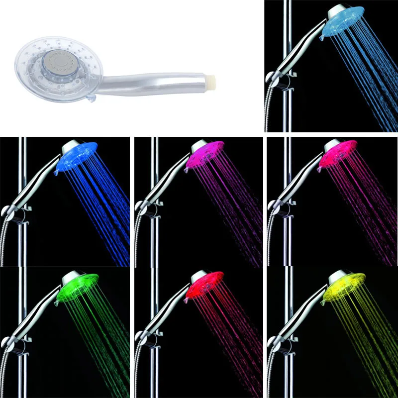 

Multicolor LED Shower Head Sprinkler Handheld 7 Color with 2 Adjustable Mode Ducha Rain Showers Heads Douche Set Rainfall Duchas