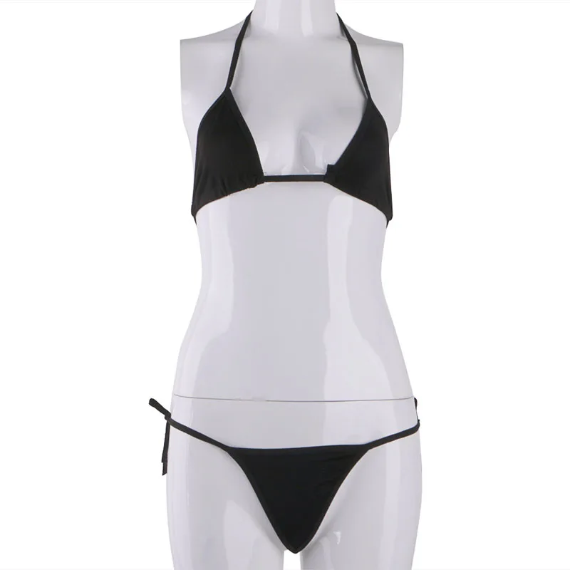 New Sexy Bikini Set Padded Bra Women Push-up Triangle Solid Swimwear Bandage Bathing Suit Swimsuit 2pcs Swimming Suit