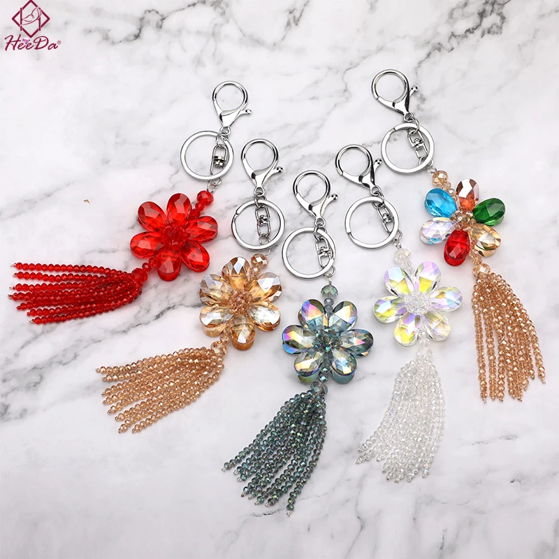 Women Elegant Crystal Flower Key Chains 2019 New Fashion Beads Tassel Keychain Korean Trendy practical Lady Birthday Gift HEEDA | Украшения