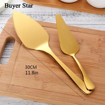 

Buyer Star Cake Server Stainless Steel Knives Rainbow Color Flatware Sharp Pie Cutter For Dinner 11.8-Inch Dinnerware Set