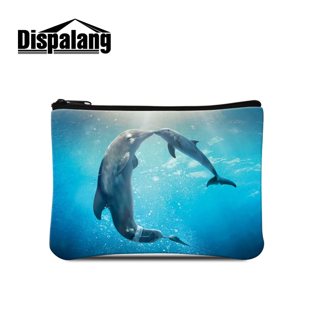 

Dispalang Dolphin Printed Coin Bags for Girls Animal Design Small Coin Purse Zippered ladies wallet with change purse Cheap