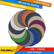10PCS 4 Inch(100mm) Silicon Carbide Hook&Loop Waterproof Sanding Discs for Wet/Dry Sanding Round Self-adhesive Sandpaper