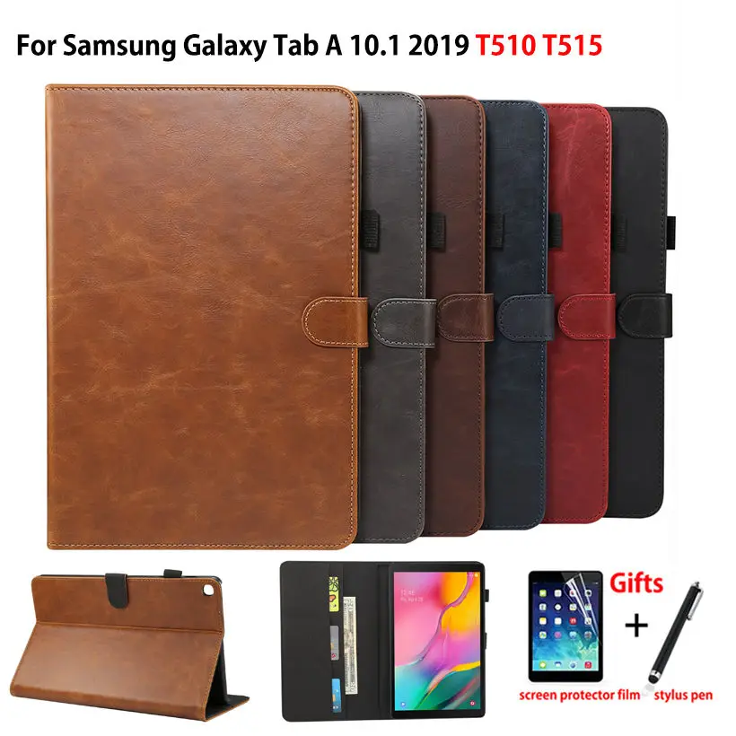 Pаспродажа Роскошный чехол для samsung Galaxy Tab A 10,1 2019 T510 T515, SM T510 чехол, чехол для планшета из искусственной кожи, чехол подставка + пленка + ручка