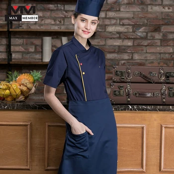 

Chef Uniform Food Service Waitress Clothing 2019 New Restaurant Short Sleeve Hotel High Quality New Arrival Bakery Chef Jacket