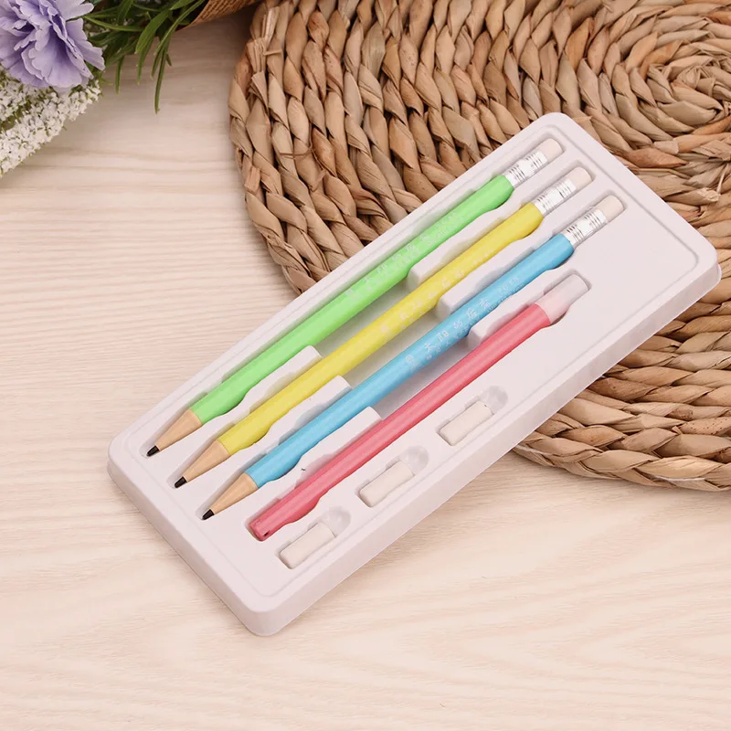 

mechanical pencil stationery set 3+1 Intelligent Pencil with eraser Automatic pencil refill for kids School Supplies Wholesale