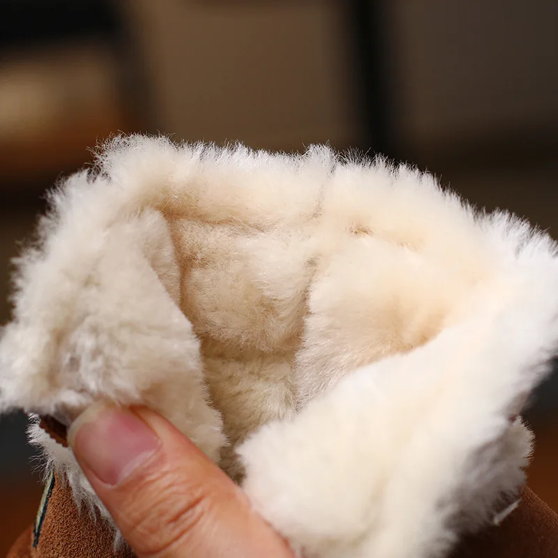Детские Нескользящие зимние ботинки из натуральной кожи для мальчиков и девочек
