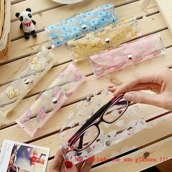 

1 x Lovely Cartoon Animals PVC Glasses Box Cute Transparent Glasses Case Protable Eyewear Boxes Christmas Gift for Girl