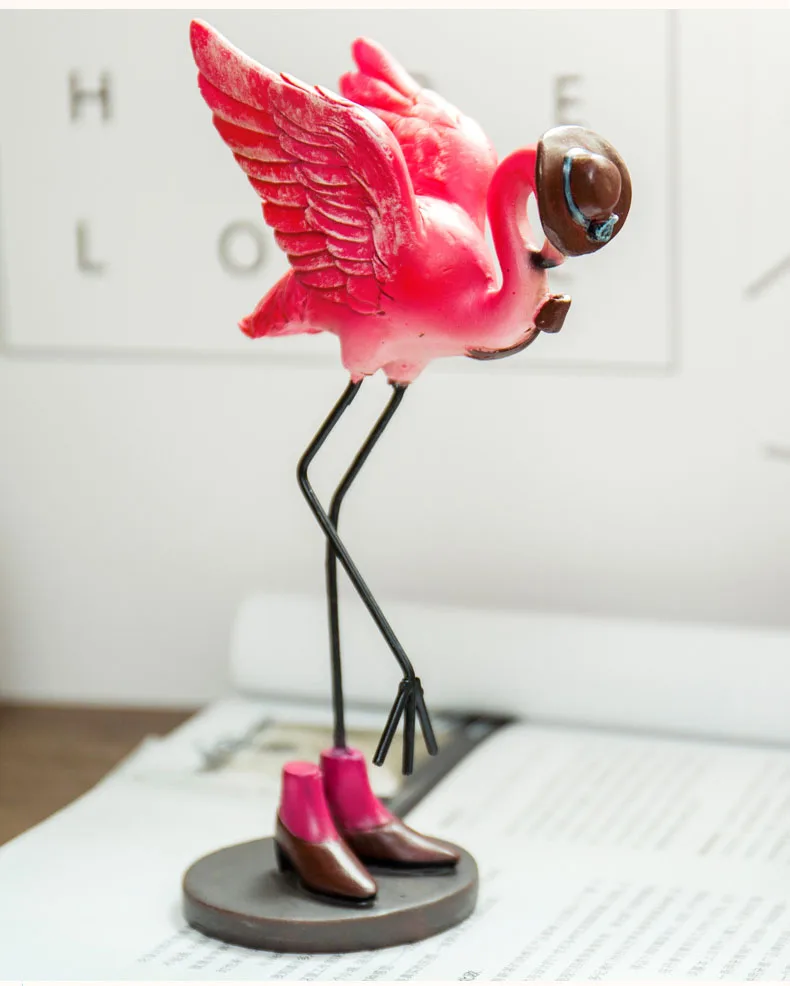 Розовый фламинго украшения милые животные Домашнее украшение ремесла пара настольные украшения креативный подарок на год день рождения