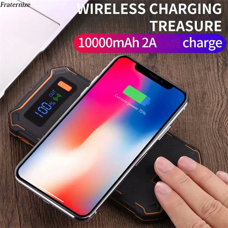 

10000mAh Power Bank QI Wireless Charger For iPhone X 8 LCD Dual USB Battery Charger Wireless Powerbank For Samsung S9 S8 Note 8