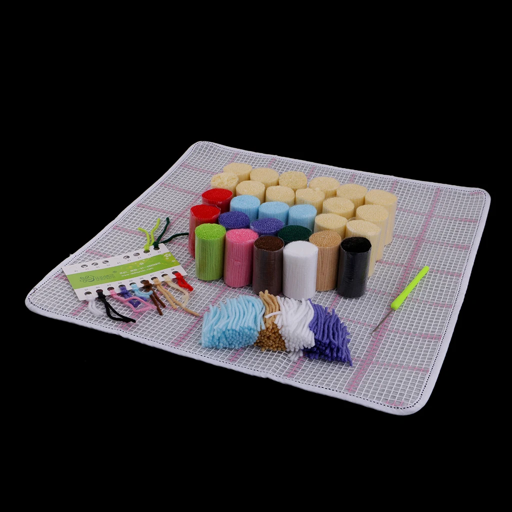 DIY Latch Hook Kit Rug Cushion Ladybug Flower Owl Bear Pillow Mat Needlework Crocheting Rug Embroidery for Beginners