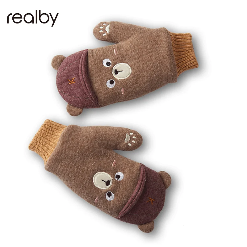 

Winter Mittens Kids Little Princess Children Gloves Female Winter Warm Plus Velvet Thickening Wrist Warmers C1939