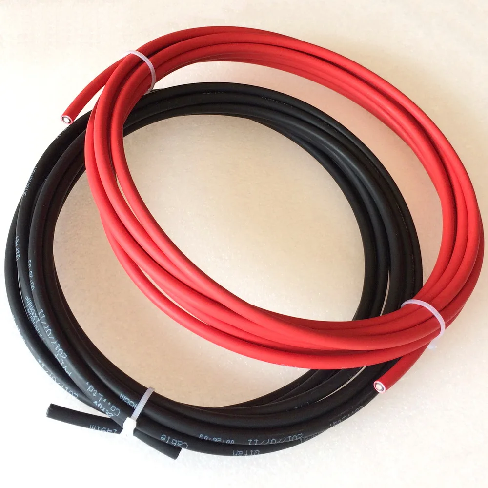 

Solar system PV Cable used for solar cells panel connection 2.5m Red + 2.5m Black Solar Cable 4mm2 6mm2 10mm2