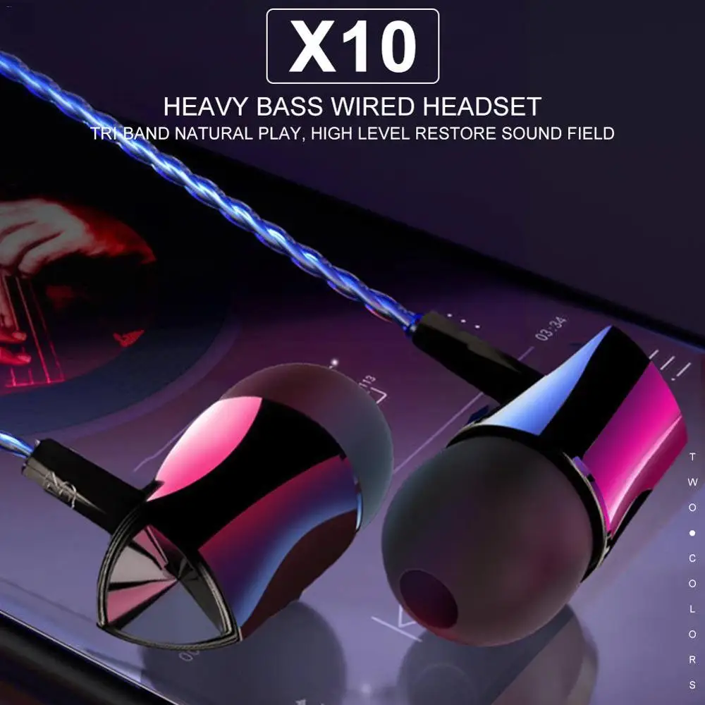 X10 3,5 мм наушники-вкладыши для мобильного телефона глубокий НЧ, проводная гарнитура, спортивные наушники с микрофоном, настраиваемые наушники для телефона PC