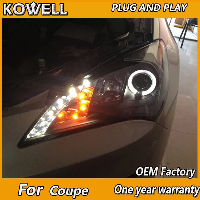KOWELL автомобильный Стайлинг для Hyundai Genesis Coupe фары Rohens Светодиодный фонарь H7 D2H Hid