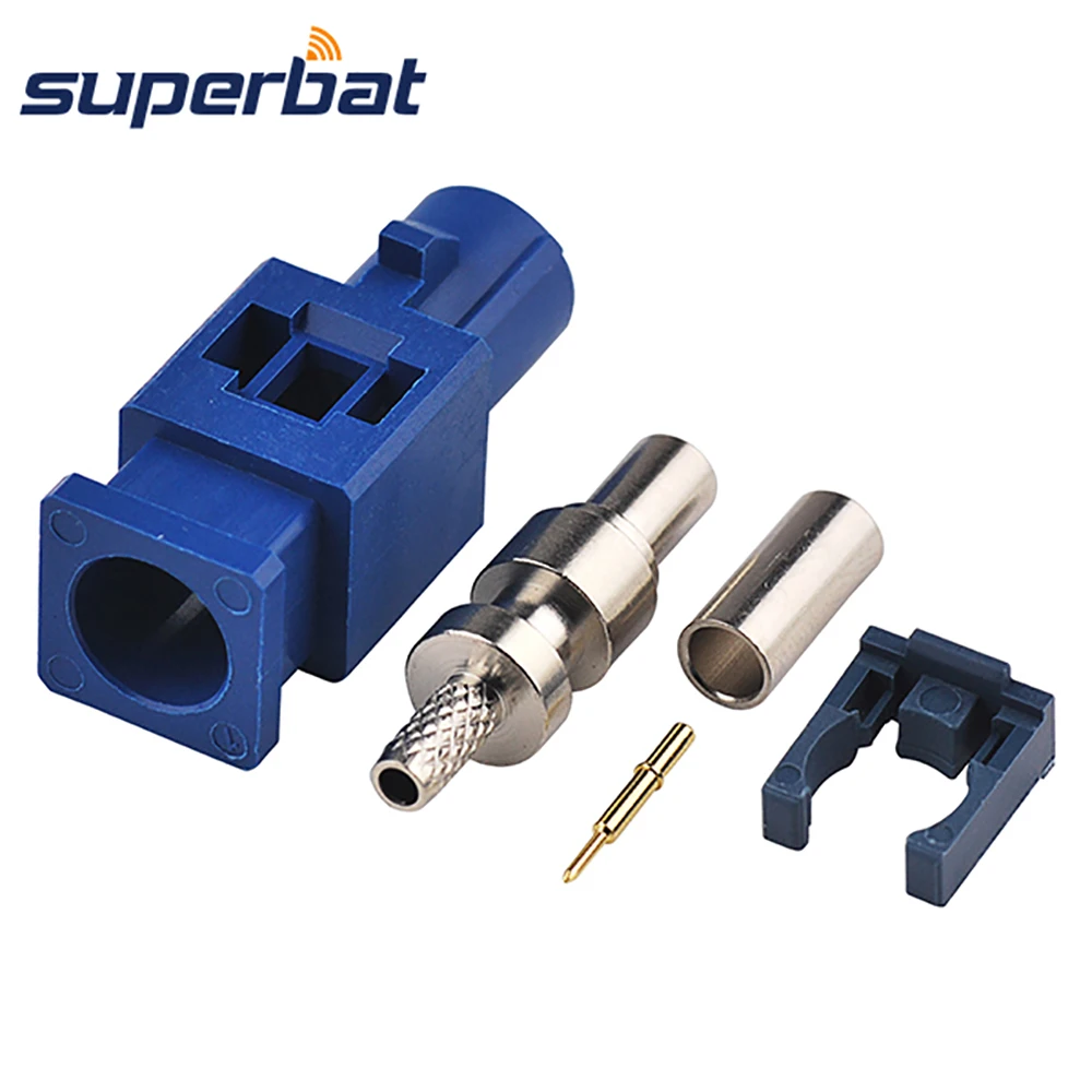 

Superbat Fakra C Blue/5005 Male Plug Crimp for RG316 RG174 LMR100 Cable for GPS Telematics or Navigation Long Version
