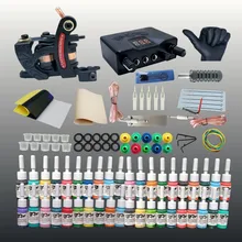 Профессиональный набор для татуировок машина с татуировкой и автоматом набор чернил блок питания одноразовые принадлежности полный набор татуировки Красота и здоровье