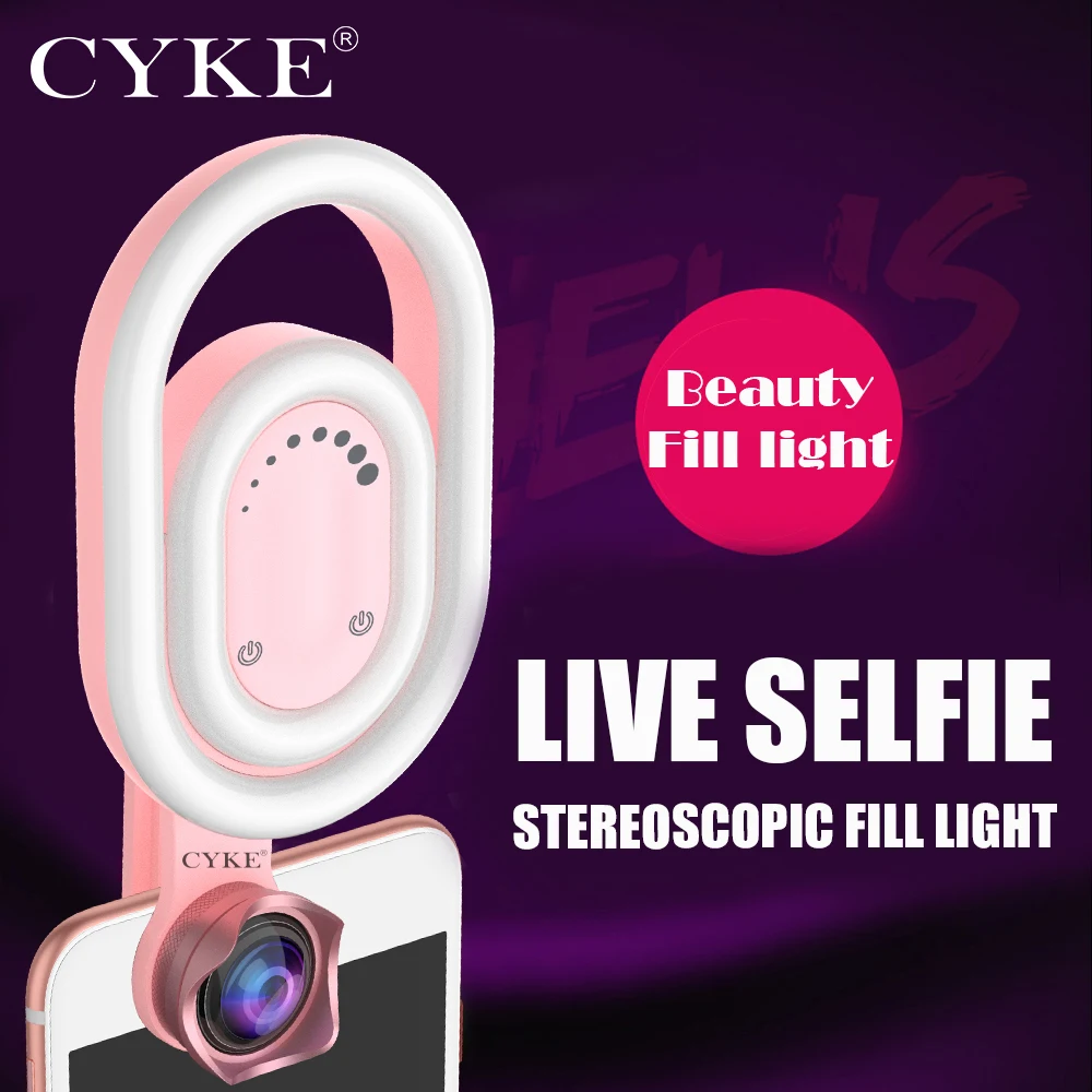 

CYKE Live Stream LED Selfie Light with Front camera Wide Angle Lens,Photography Brightness Enhancing Video Flash for iphone