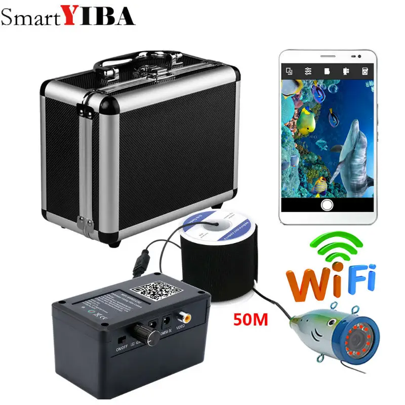 

SmartYIBA Wifi Wireless 50M Underwater Fishing Camera Video Recorder For IOS Android APP Supports12 pcs infrared lamp lights