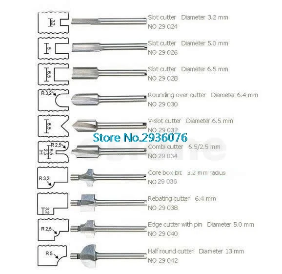 Фасонные фрезы HSS Деревообрабатывающие фрезерные подходит Dremel набор роторных инструментов 10 шт. 1/" 3 мм APR3