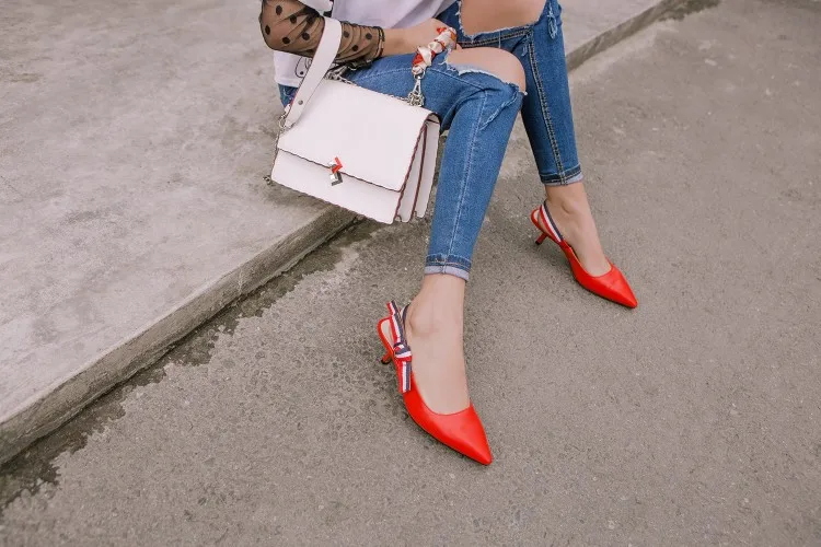 

Big Size 9 10 11 12 high heels sandals women shoes woman summer ladies Fine-heeled pointed sandals