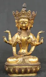 Dr524 18 "Тибет Бронзовый Свинка 4 Головы 8 Руки Namgyalma и Ushnishavijaya Статуя Будды