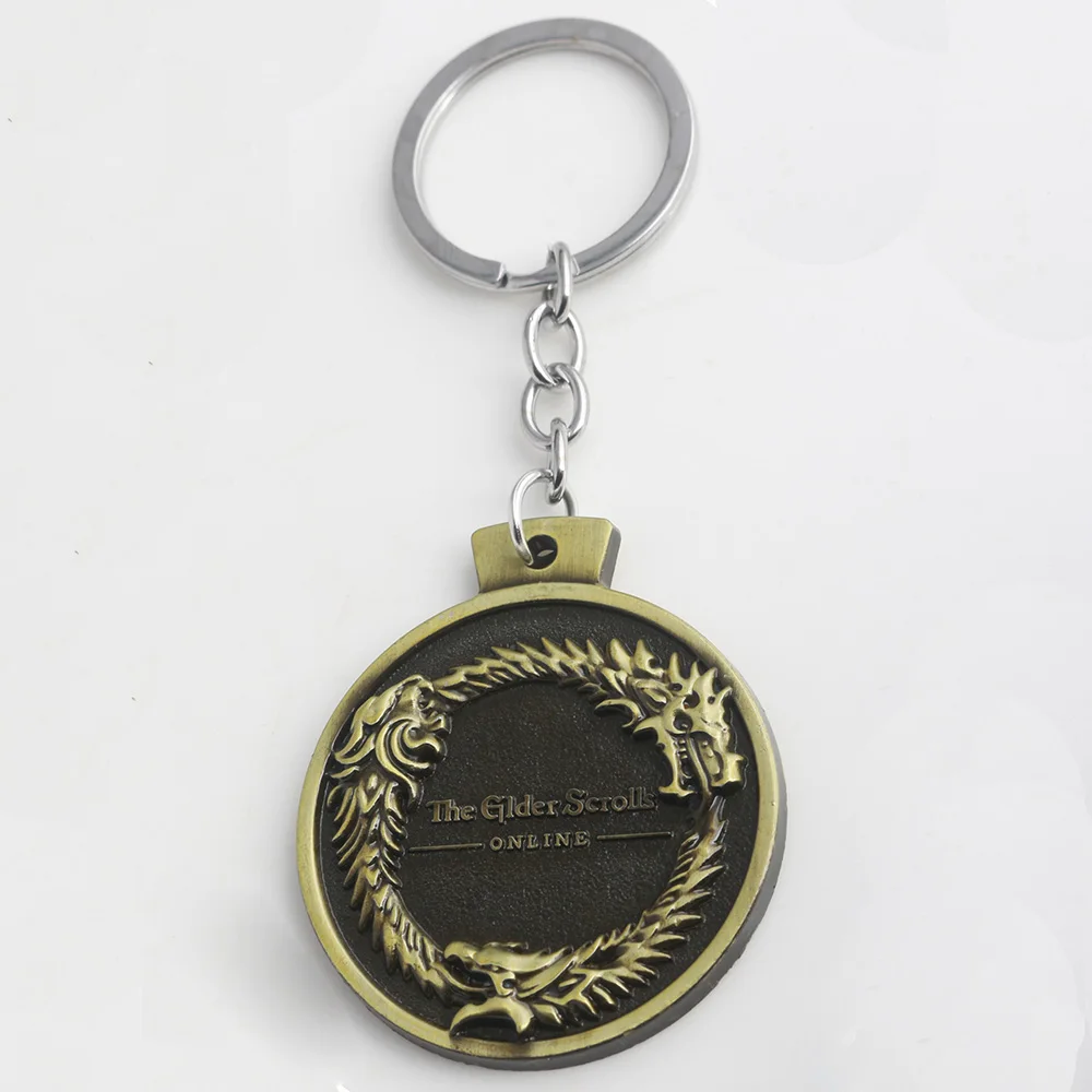 Fashion Metal Jewelry HOT Movie The Elder Scrolls Dragon Keychains High Quality Vintage Antique