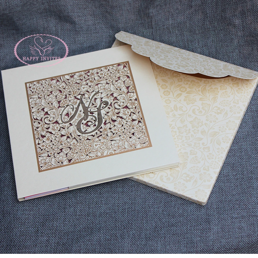 HI3025 - 02 Custom Luxury Wedding Invitation Cards in Laser Cut Design Made in China