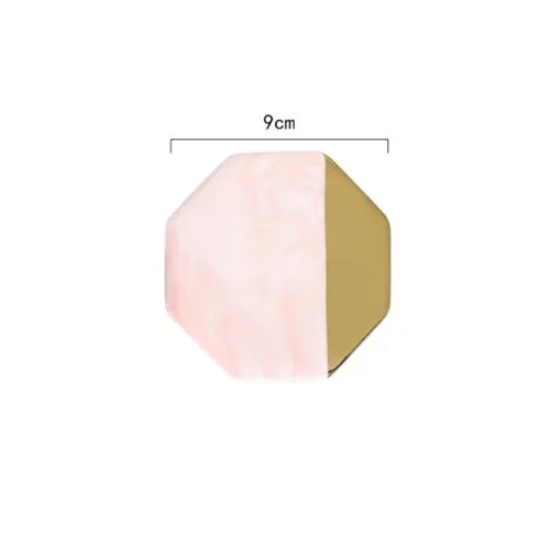 Octagon pink gold CFen A's Мраморные Подставки керамические подставки с деревянным ковриком кофейная подставка для чайной чашки круглый черный коврик для стола коврики 1 шт - Цвет: Octagon pink gold