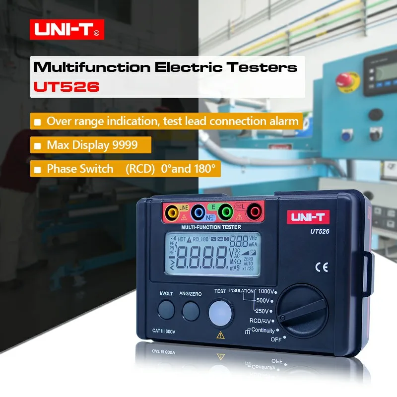 

UNI-T UT526 Multi-function digital electric meter Electrical Insulation Tester Earth Resistance Meter+RCD Test+Continuity+AC/DCV