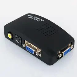 Новый композитный AV to VGA Adapter Box S-Video сигнала конвертер для портативных ПК HDTV