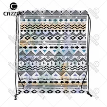 Розовый бирюзовый девчушки ацтеков Анды Племенной отдельных нейлоновая ткань drawstring рюкзак, мешок для подарков набор из 4