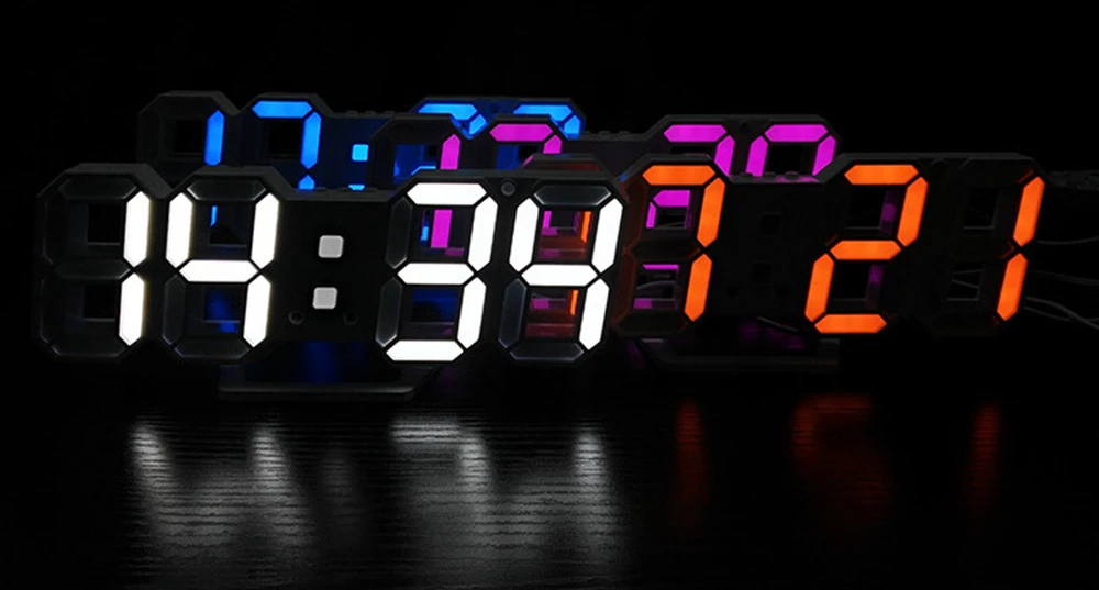 MOSEKO 3D цифровые настенные часы с настольным Настольный Штатив Multifunction Date температура 3 уровня яркость Регулируемый светодио дный светодиодный Будильник