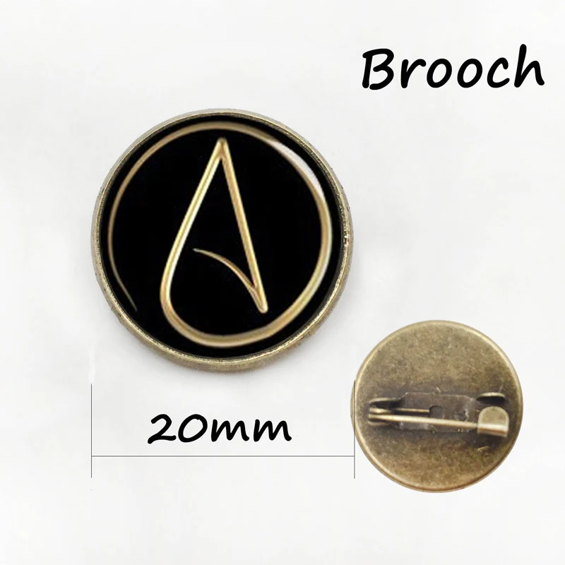 Atheism movement logo badge atheist Atom symbol metal pin steam punk metatrons cube Legend Triangle men women brooches