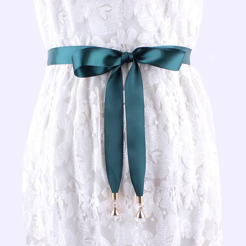 

Helisopus Fashion Long Fabric Belt for Women Solid Simple Waist Belt Ribbon Knot Waist Rope Ladies Dress Accessories