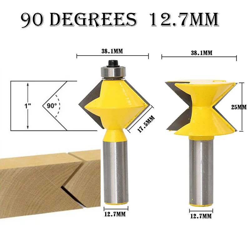 2шт 1/2 дюйма хвостовик для деревообработки Tenon фреза инструмент 90 градусов