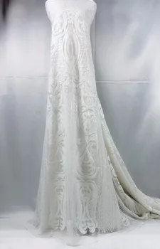 

white sequins lace fabric 5yard/lot african lace fabric with sequin high quality sequin fabric for Dress DHL free shipping