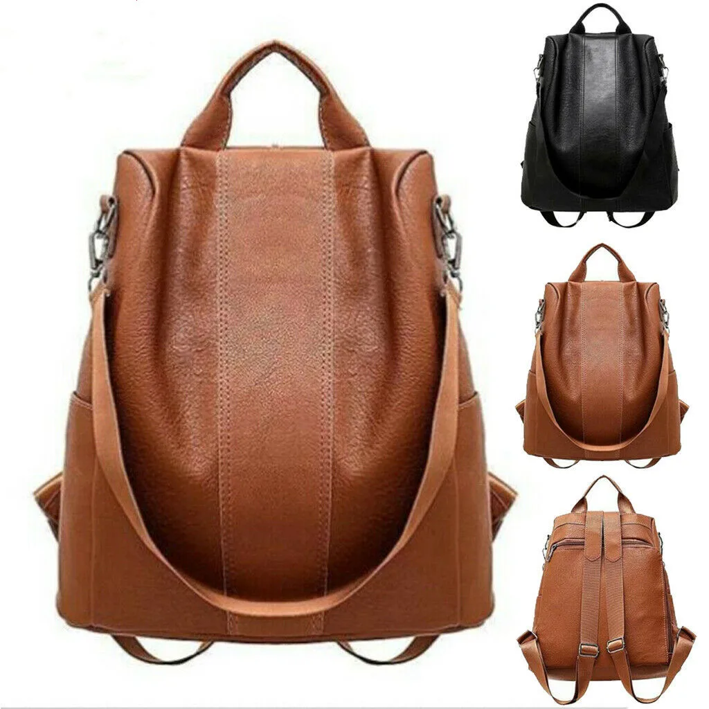

Women’s Leather Backpack Anti-Theft Rucksack School Shoulder Storage Bag Black/Brown