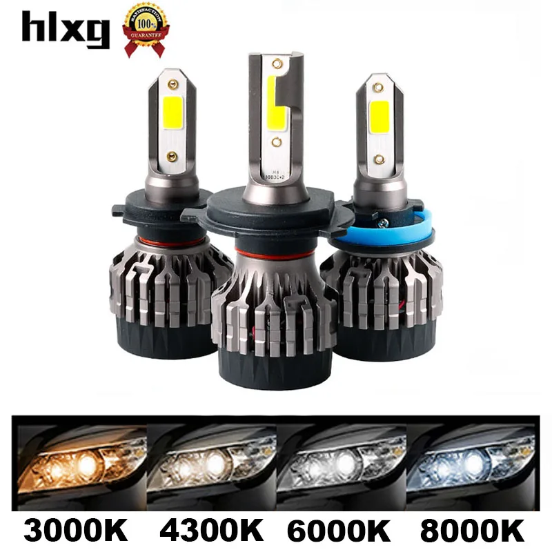 HLXG 2 шт. мини H4 Led H1 H7 автомобильный головной светильник 50 Вт 8000лм nebbia H8 H9 H11 9005 HB3 9006