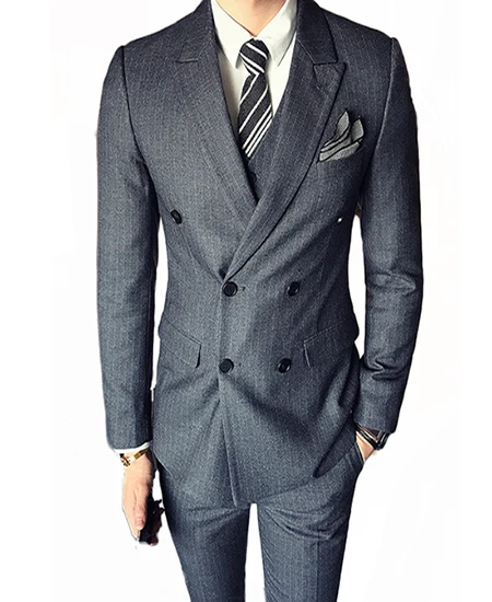 

Mens Classics Slim Fit Wedding 3 Piece Suit Business Tux Peak Lapel Men Two Button Grooms Evening Dinner Prom Formal 2018 Blazer