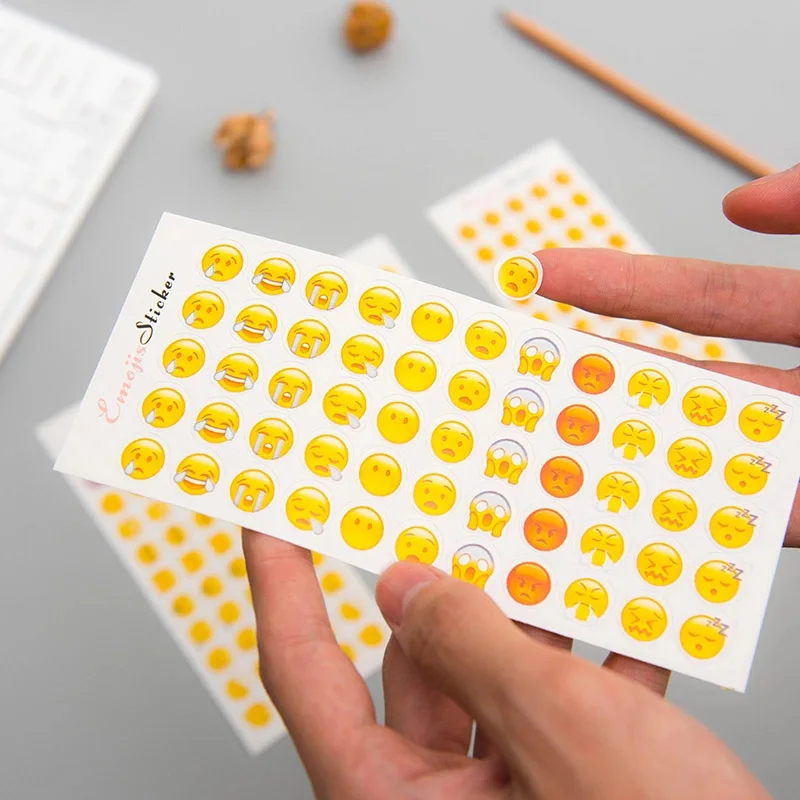 12 Sheets/Lot Emoji Stickers Mini Smile Face Sticker Emoji Message For Notebook School Children Stickers DIY Diary Decoration