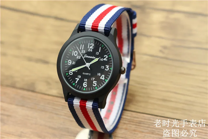 Новые модные спортивные армейские часы для мальчиков и девочек, милые светящиеся стрелки, разноцветные нейлоновые повседневные подарочные часы для детей