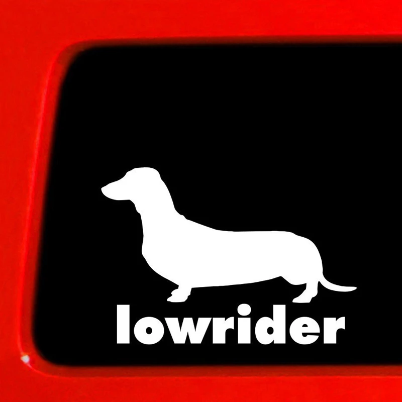 

2PCS Cartoon animals Vinyl Sticker LOWRIDER Wiener Dog Funny Motorcycle Accessories Car Decal Black/White