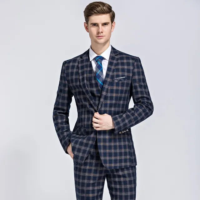 Latest Coat Pant Designs Sapphire Men Wedding Suit Male Blazers