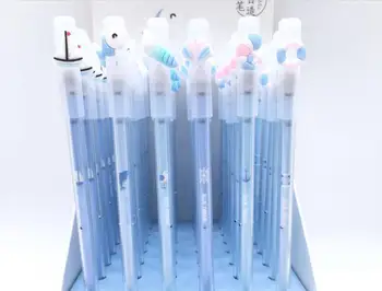 

korea blue sea animal gel ink pen cartoon stationery prize kawaii student gift office write pen black neutral pen 48pc/lot