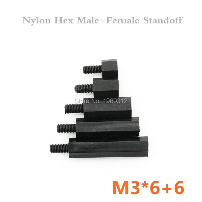 5-500Pcs M3*6mm-M3*30mm Hex Spacer Standoff Pillar Female-Female Screws NYLON66 